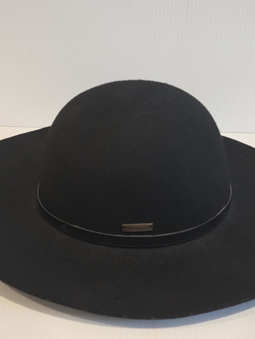 Black Wool Wide Brim Floppy Hat 3” Brim Boho Style Felt Soft Crown Womens Medium - Picture 5 of 12